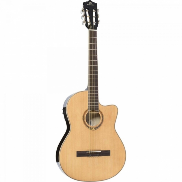 Violão Elétrico Aço Clássico Semiflat VM125E Natural MICHAEL