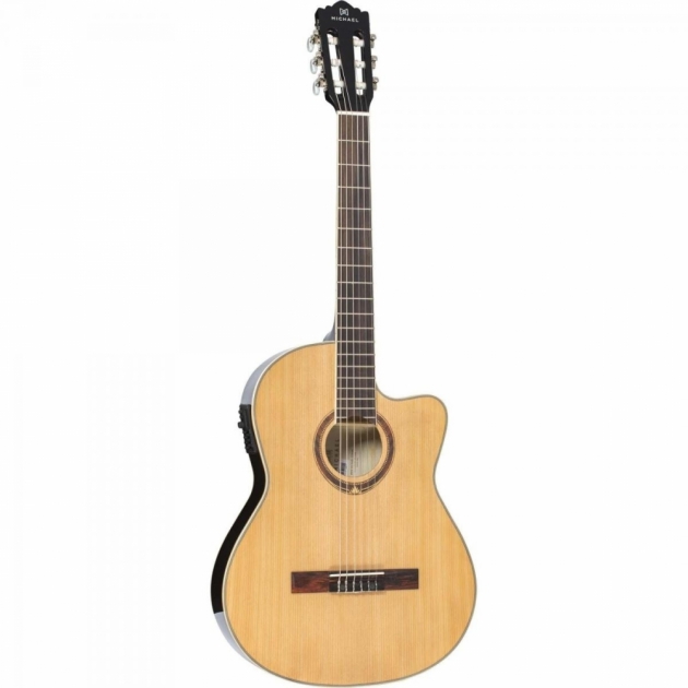 Violão Elétrico Nylon Clássico Semiflat VM225E Natural MICHAEL